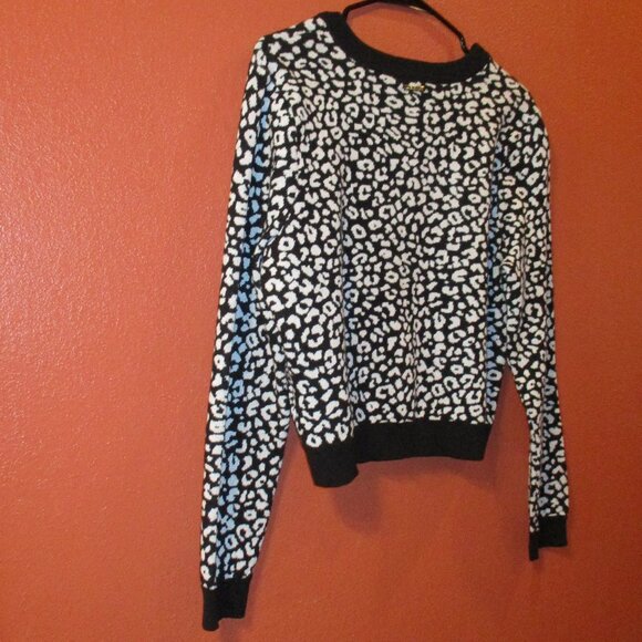 MICHAEL Michael Kors NEW Woman Large Black White Graphic Cardigan Sweater - Picture 6 of 11